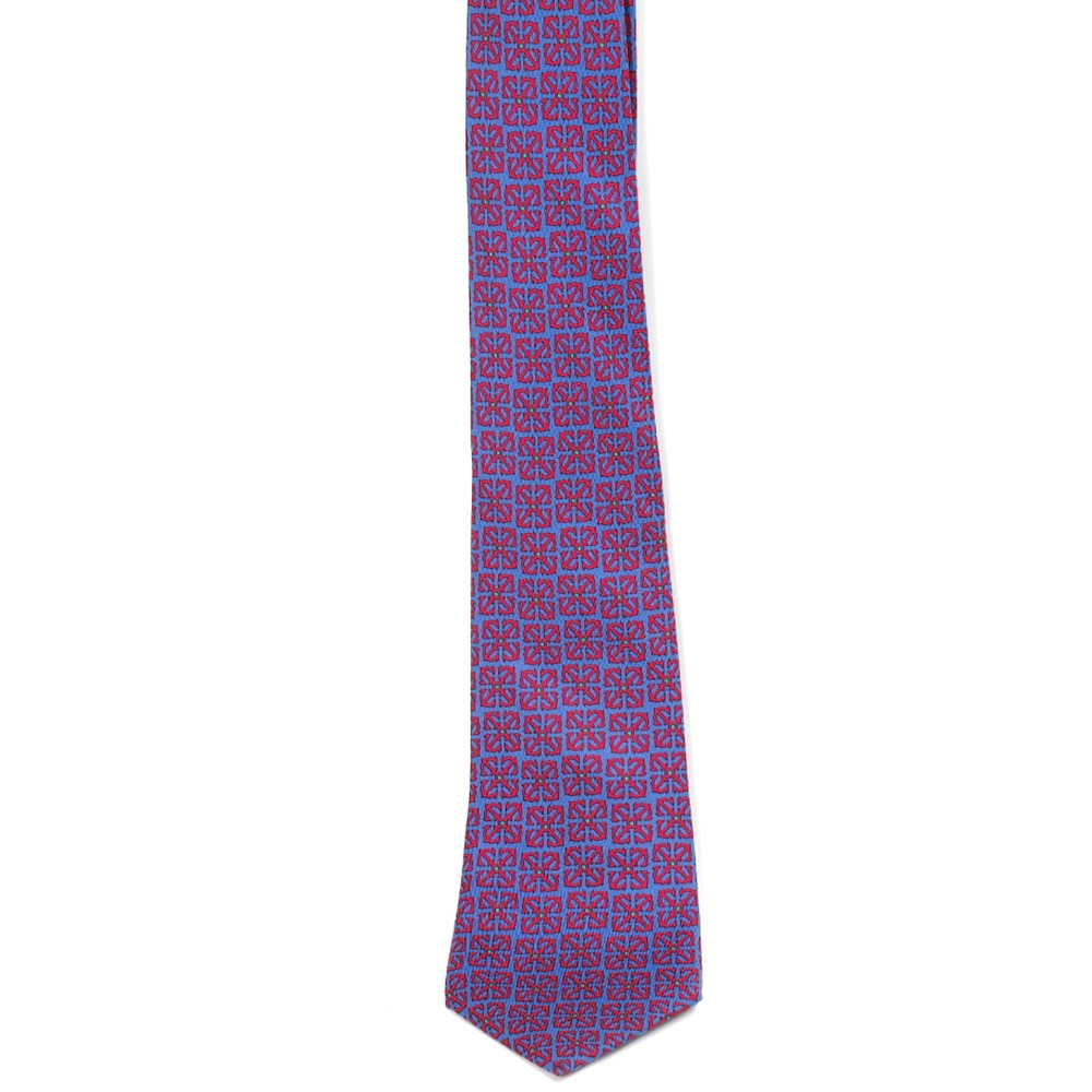 Hermes Tie Blue Silk Twill Chain Link Pattern Geometric Made in France - Picture 12 of 16
